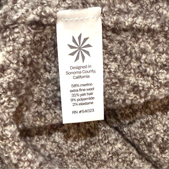 Women's Brown/Gray Merino Wool Blend Open-Front Hooded Cardigan Sweater - Picture 4 of 4